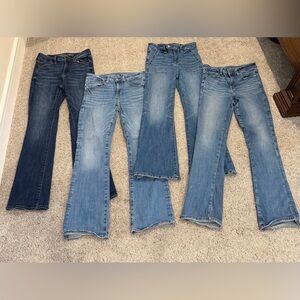 American Eagle Outfitters Women’s Flare Jeans Bundle - Light to Dark Blue Washes